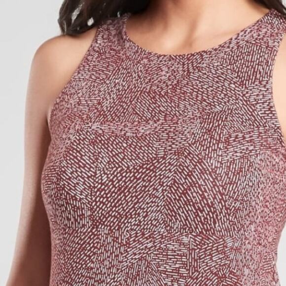 Athleta Santorini Soft Modal Mini Printed High Neck Dress in Cinnamon Woodblock - Picture 10 of 10